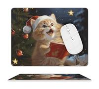 Cute Cat Sing Christmas Carols Tappetino per Mouse Antiscivolo Tappetino Mouse Soffice Mousemat per Pc Laptop Ufficio 25X30Cm