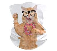 Cute Cat Tea Time with Sunglasses Donut 26X30Cm Lavabile Protezione del Viso Sportiva Cerchietto per Capelli per Motocicletta Ciclismo Outdoor