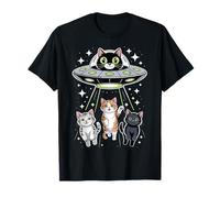 Cute Cat UFO Spaceship Alien Aesthetic Funny UFO Cats Maglietta