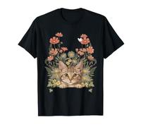 Cute Cat Wildflower Garden Floral Kitten Lover Maglietta