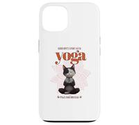 Cute Cat Yoga Spiritual Meditation Zen Balance Namaste OM Custodia per iPhone 13