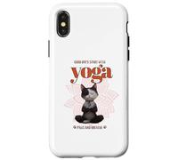 Cute Cat Yoga Spiritual Meditation Zen Balance Namaste OM Custodia per iPhone X/XS