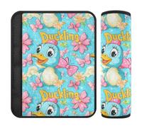 Cute Catoon Duck Blue Flower 2 pz cintura di sicurezza, protegge collo e spalle, copertura cintura di sicurezza per zaino SUV auto 25,4 x 19,6 cm accessori para carro