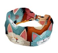 Cute Cats - Fascia per capelli da donna, elastica, larga, a turbante, morbida, antiscivolo, per yoga, allenamento, sport, corsa