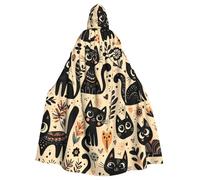 Cute-Cats-Floral Adult Witch - Mantello con cappuccio per costume di Halloween