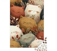 Cute Cats Illustration Jigsaw Puzzle Impossible 1000Pcs Decorazione Per La Casa. Giochi Rilassamento E Intelligence Per Adulti E Ragazzi Da 14 Anni 70x50cm/1000pcs