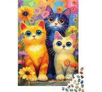 Cute Cats in Flowers Puzzle 1000 Pezzi Puzzle Adulti Immagine Dipinta Regalo Per Amore E Amico 38x26cm/1000pcs