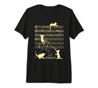 Cute Cats Music Notes Giallo Musician Art Maglietta Premium