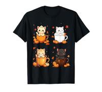 Cute Cats Pumpkin Spice Autumn Latte Vibes Coffee Maglietta