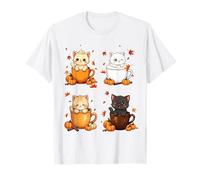 Cute Cats Pumpkin Spice Autumn Latte Vibes Coffee Maglietta