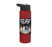 Cute Cats Total Solar Eclipse 12 Agosto 2026 Astronomia Stainless Steel Insulated Water Bottle