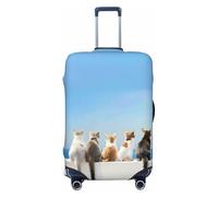 Cute Cats Watching Ocean Travel Luggage Covers - Elasticità Valigie Coperture Protector per bagagli 45-81 cm, Nero , L