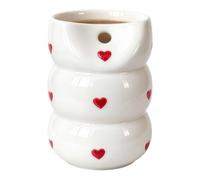 Cute Ceramic Coffee Cups, Heart Shaped Stacked Gourd Design Mugs, Decor | Decorative Novelty Drinking Cups for Coffee, Tea, Hot Chocolate, Home, Parties and