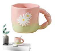 Cute Ceramic Mug Creative - Handled Drinking Beer Mug Women Men | Daisy Mug | Daisy Ceramic Cup 400ml Tea Mug Novelty Coffee Mugs | Creative Beer Cup With Handle For Hot Cold Drinks Beverage