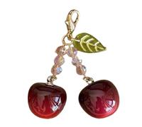Cute Cherry Keychain, Fruit Keychain Pendant, 5cm Collectible Ornament Charm for Aesthetic Styling and Portable Accessory with Secure Attachment Function for School Tote Backpack Use, Acrylic Gloss