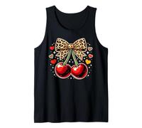 Cute Cherry Leopard Bow Coquette Aesthetic Hearts Canotta