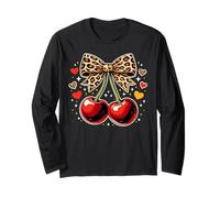 Cute Cherry Leopard Bow Coquette Aesthetic Hearts Maglia a Manica