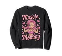 Cute Chibi Anime Muscle Mommy Weightlifting Fitness Girl Felpa