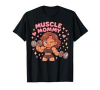 Cute Chibi Anime Muscle Mommy Weightlifting Fitness Girl Maglietta