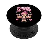 Cute Chibi Anime Muscle Mommy Weightlifting Fitness Girl PopSockets PopGrip Adesivo