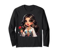 Cute Chibi Mexican Baby Girl Chicana La Madrecita Morenita Maglia a Manica