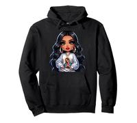 Cute Chibi Mexican Baby Girl Chicana Señora de Guadalupe Felpa con Cappuccio