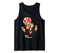 Cute Chick Girl Occhiali Peace Sign Bird Graphic Pink Bow Canotta