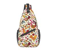 Cute Chickens Print Sling Bag Hiking Daypack Crossbody Shoulder Backpack Travel Chest Pack for Men Women