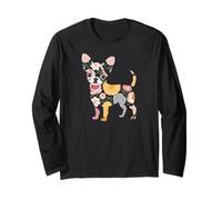 Cute Chihuahua Dog Canine Pet Floral Pattern Maglia a Manica