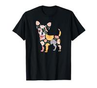 Cute Chihuahua Dog Canine Pet Floral Pattern Maglietta