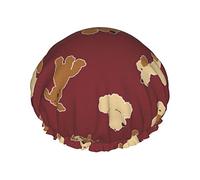 Cute Chihuahua Dog Pattern Cuffia da doccia Donna Cappucci per capelli lunghi riutilizzabili con fascia elastica Cappello da doccia a doppio strato per adulti Bambini