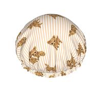 Cute Chihuahua Dog Pattern Cuffia da doccia Donna Cappucci per capelli lunghi riutilizzabili con fascia elastica Cappello da doccia a doppio strato per adulti Bambini