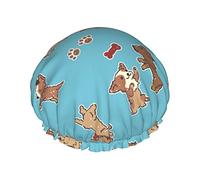 Cute Chihuahua Dog Pattern Cuffie da doccia Cuffia da bagno riutilizzabile Cappello da doccia elastico da bagno Morbido impermeabile per cappucci per capelli di tutte le lunghezze di capelli
