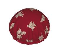 Cute Chihuahua Dog Pattern Cuffie da doccia Cuffia da bagno riutilizzabile Cappello da doccia elastico da bagno Morbido impermeabile per cappucci per capelli di tutte le lunghezze di capelli