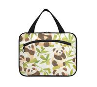 Cute Chinese Panda Green Leaves Hanging Travel Toiletry Bag per le donne con gancio, Designer Essentials caso per articoli da toeletta per viaggio Essentials Gym Porta cosmeticos Mujer para cartera L