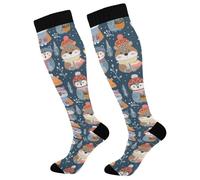 Cute Christmas Animals Calze A Compressione Donne Calze Compressione Calzini Per Infermiera Edema Recupero Atletica 1 Paio 50Cm