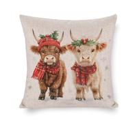Cute Christmas Baby Cows with Hat And Scarf Cow Copricuscino Square Copricuscini Decorative Fodera per Cuscino per Camera da Letto Casa Esterno 45X45Cm