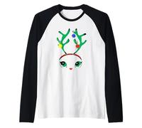 Cute Christmas Black Cat Novelty Graphic Tees & Cool Designs Maglia con Maniche Raglan