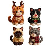 Cute Christmas Cat 3D Beaded Animal DIY Craft Kit With Instructions