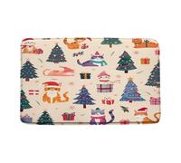 Cute Christmas Cats Funny Abstract Animal Kitty Kitten Lovely Xmas Tree Cartoon Zerbino Asciugapassi Morbido Tappeti Da Bagno Trappola Sporco Tappeto Entrata Per Esterno Doccia Interno 40X60Cm