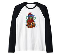 Cute Christmas Chicken Graphic for Women Crazy Chicken Lady Maglia con Maniche Raglan