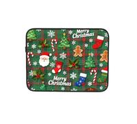 Cute Christmas Elements Verde Plaid Laptop Sleeve Case Notebook Computer Pouch Tablet Valigetta Borsa da Trasporto per Lavoro 12 Pollici
