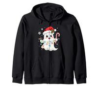 Cute Christmas Ghost Kawaii Santa Candy Cane Funny Xmas Felpa con Cappuccio