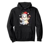 Cute Christmas Ghost Kawaii Santa Candy Cane Funny Xmas Felpa con Cappuccio