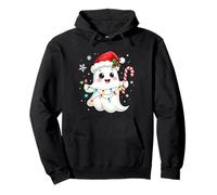 Cute Christmas Ghost Kawaii Santa Candy Cane Funny Xmas Felpa con Cappuccio
