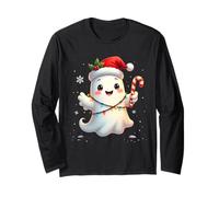 Cute Christmas Ghost Kawaii Santa Candy Cane Funny Xmas Maglia a Manica