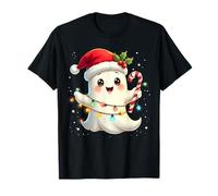 Cute Christmas Ghost Kawaii Santa Candy Cane Funny Xmas Maglietta