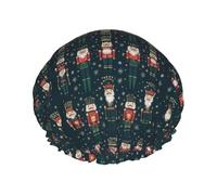 Cute Christmas Nutcracker And Snowflake Cuffia Da Bagno Per Donna Impermeabile Cuffia Doccia Per Capelli Elastico Shower Caps Per Casa Spa Hotel
