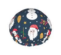 Cute Christmas Snowman And Santa Cuffia Da Doccia Per Donna Impermeabile Cuffia Da Doccia Riutilizzabile Cuffie Da Bagnos Per Spa Salone Nuoto