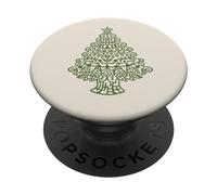 Cute Christmas Tree Mandala Aesthetic Winter Ornament Beige PopSockets PopGrip Adesivo